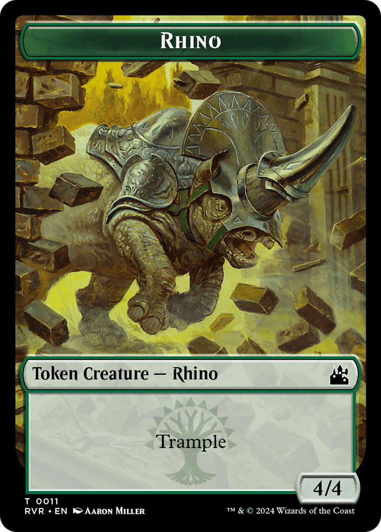 Spirit (0018) // Rhino Double-Sided Token [Ravnica Remastered Tokens] | Dumpster Cat Games