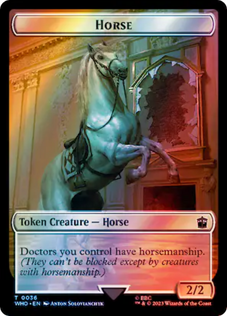 Horse // Clue (0053) Double-Sided Token (Surge Foil) [Doctor Who Tokens] | Dumpster Cat Games