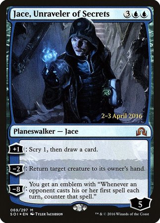 Jace, Unraveler of Secrets [Shadows over Innistrad Promos] | Dumpster Cat Games