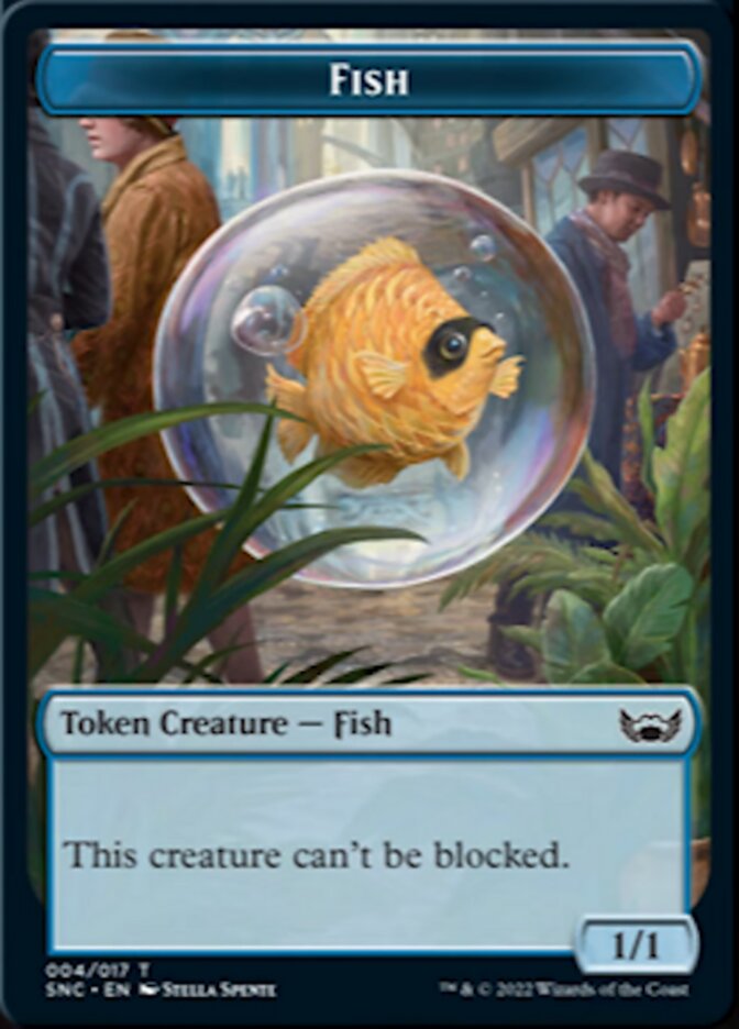 Fish // Wizard Double-sided Token [Streets of New Capenna Tokens] | Dumpster Cat Games