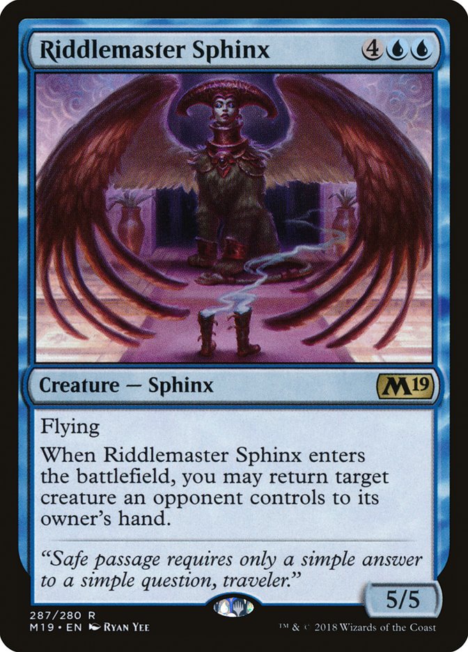 Riddlemaster Sphinx [Core Set 2019] | Dumpster Cat Games