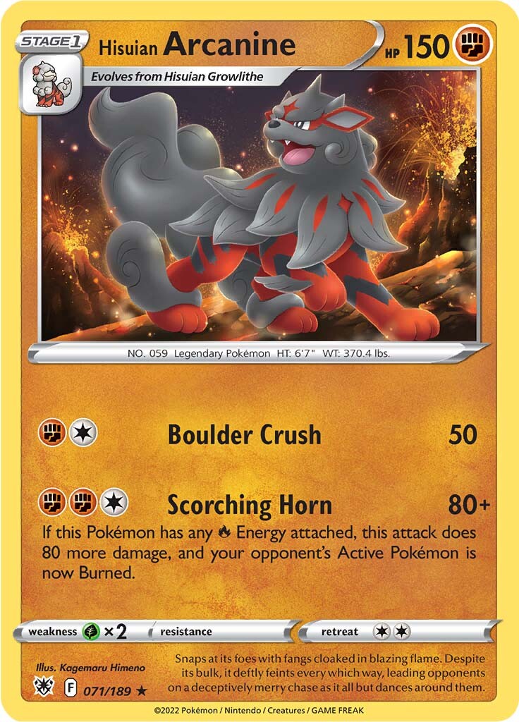 Hisuian Arcanine (071/189) [Sword & Shield: Astral Radiance] | Dumpster Cat Games