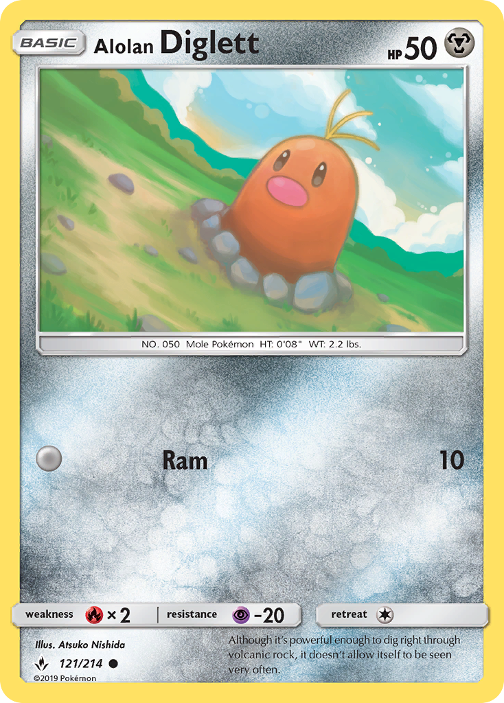 Alolan Diglett (121/214) [Sun & Moon: Unbroken Bonds] | Dumpster Cat Games