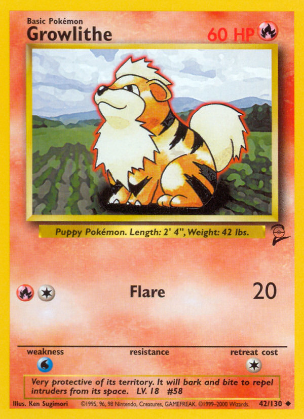 Growlithe (42/130) [Base Set 2] | Dumpster Cat Games