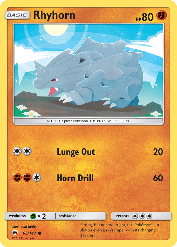 Rhyhorn (65/147) [Sun & Moon: Burning Shadows] | Dumpster Cat Games