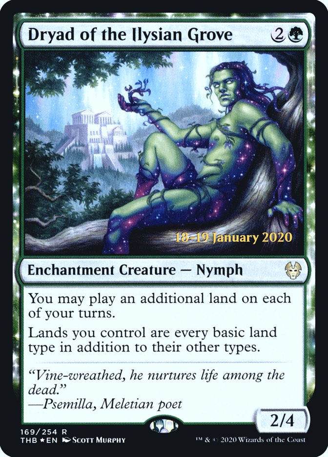 Dryad of the Ilysian Grove [Theros Beyond Death Prerelease Promos] | Dumpster Cat Games