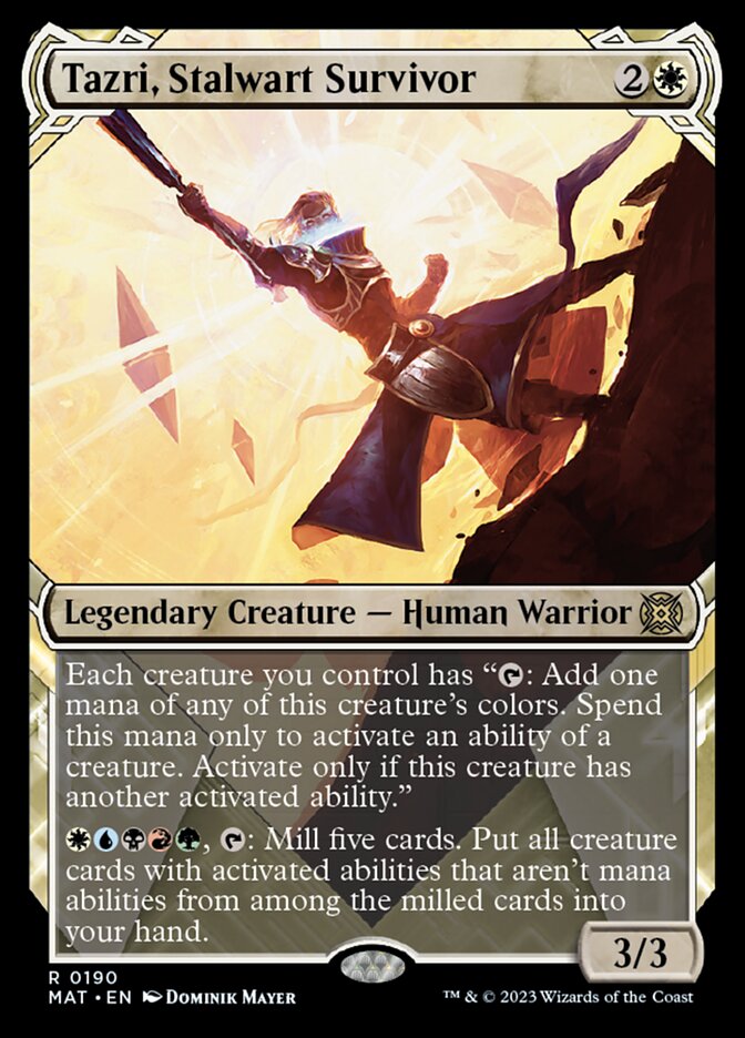 Tazri, Stalwart Survivor (Showcase Halo Foil) [March of the Machine: The Aftermath] | Dumpster Cat Games