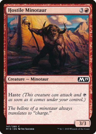 Hostile Minotaur [Core Set 2019] | Dumpster Cat Games