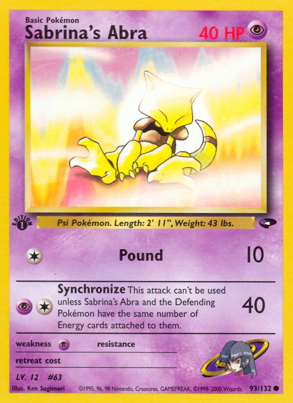 Sabrina's Abra (93/132) [Gym Challenge 1st Edition] | Dumpster Cat Games