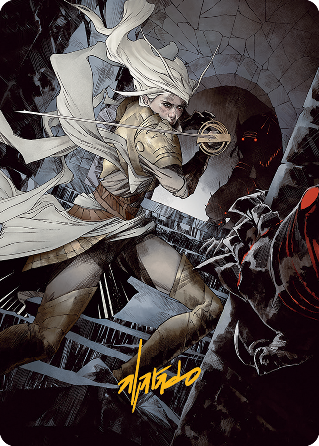 Thalia, Guardian of Thraben Art Card (Gold-Stamped Signature) [March of the Machine Art Series] | Dumpster Cat Games