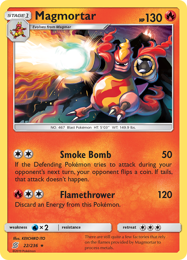 Magmortar (22/236) [Sun & Moon: Unified Minds] | Dumpster Cat Games