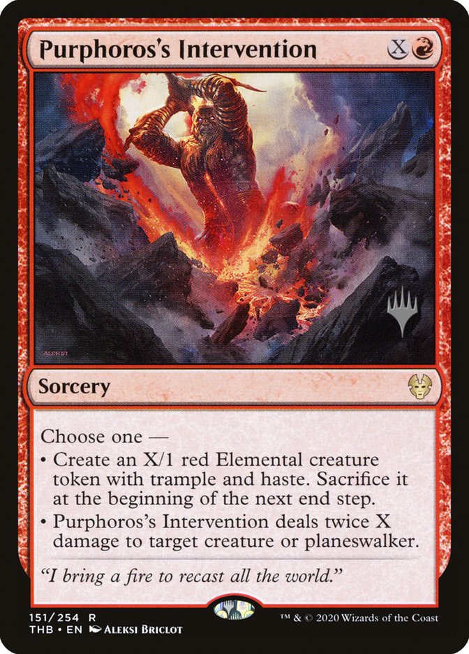 Purphoros's Intervention (Promo Pack) [Theros Beyond Death Promos] | Dumpster Cat Games