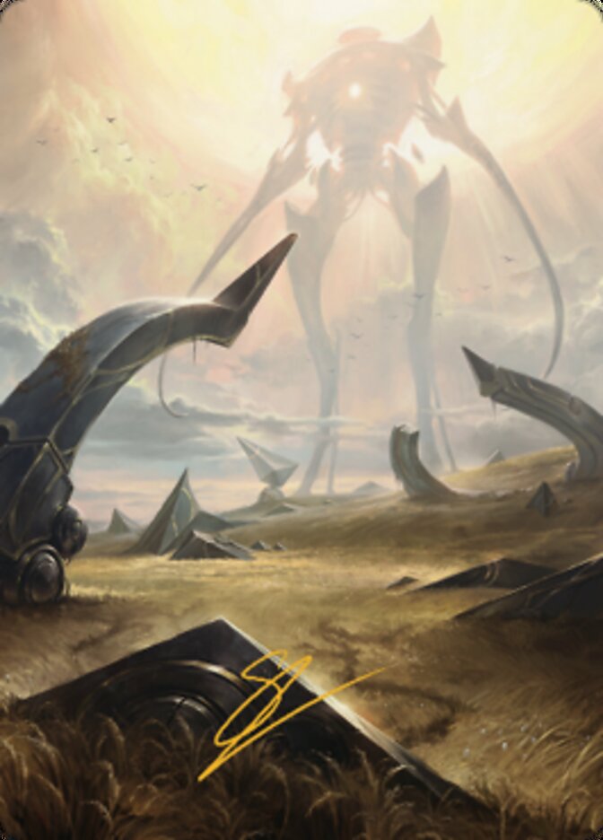 Plains (1) Art Card (Gold-Stamped Signature) [The Brothers' War Art Series] | Dumpster Cat Games