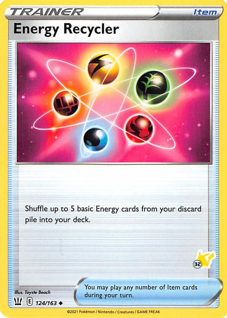 Energy Recycler (124/163) (Pikachu Stamp #32) [Battle Academy 2022] | Dumpster Cat Games