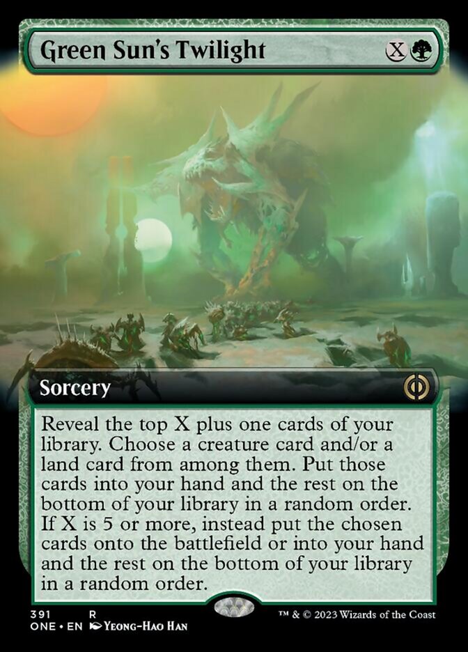 Green Sun's Twilight (Extended Art) [Phyrexia: All Will Be One] | Dumpster Cat Games