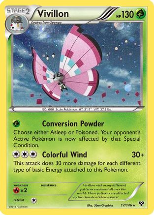 Vivillon (17/146) (Meadow Form/Pink Wings) (Cosmos Holo) [XY: Base Set] | Dumpster Cat Games