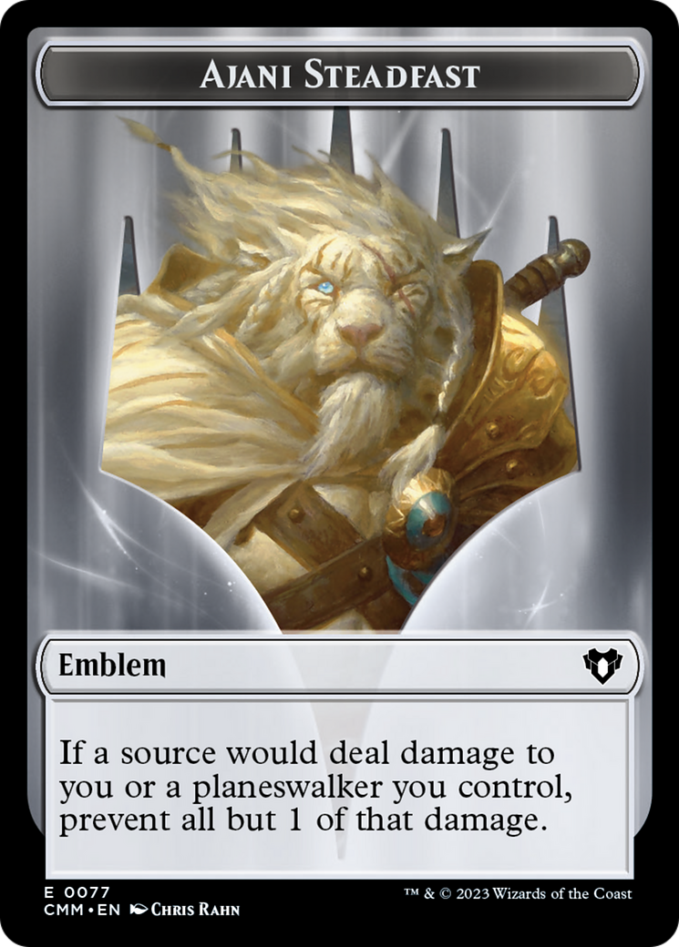 Ajani Steadfast Emblem // Wizard Double-Sided Token [Commander Masters Tokens] | Dumpster Cat Games