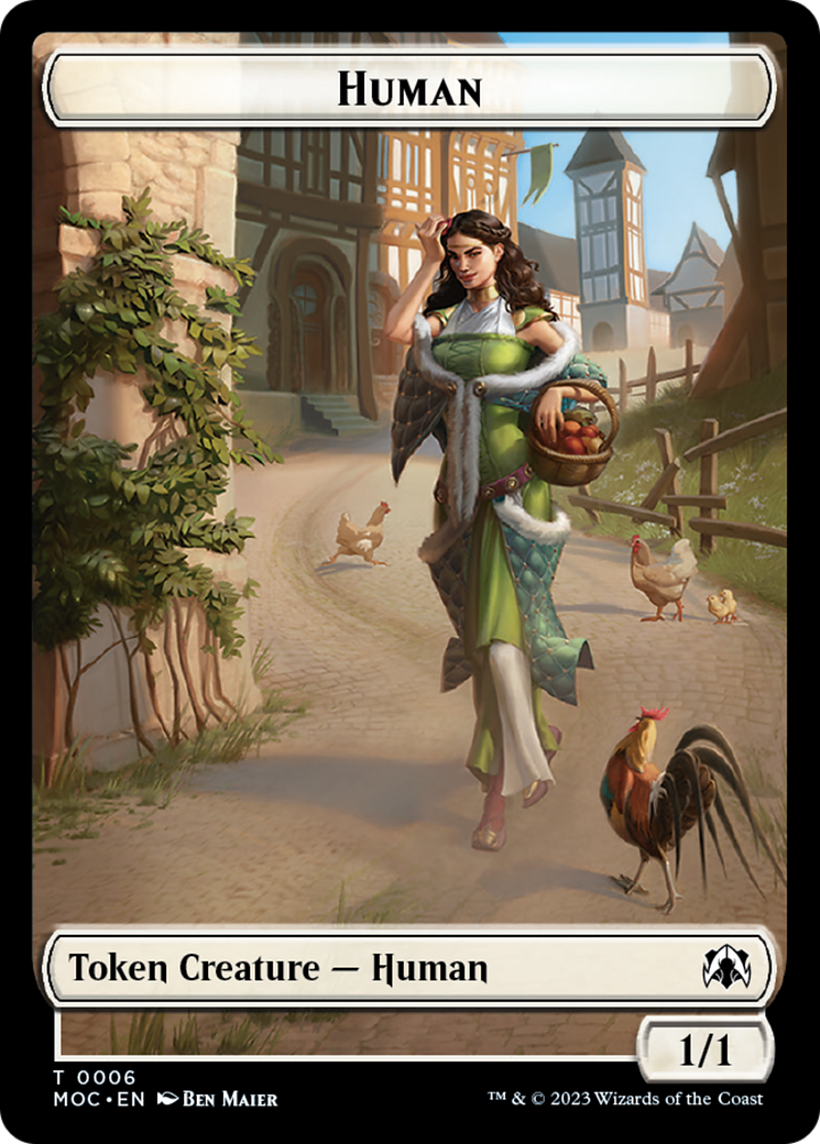 Zombie Knight // Human (6) Double-Sided Token [March of the Machine Commander Tokens] | Dumpster Cat Games