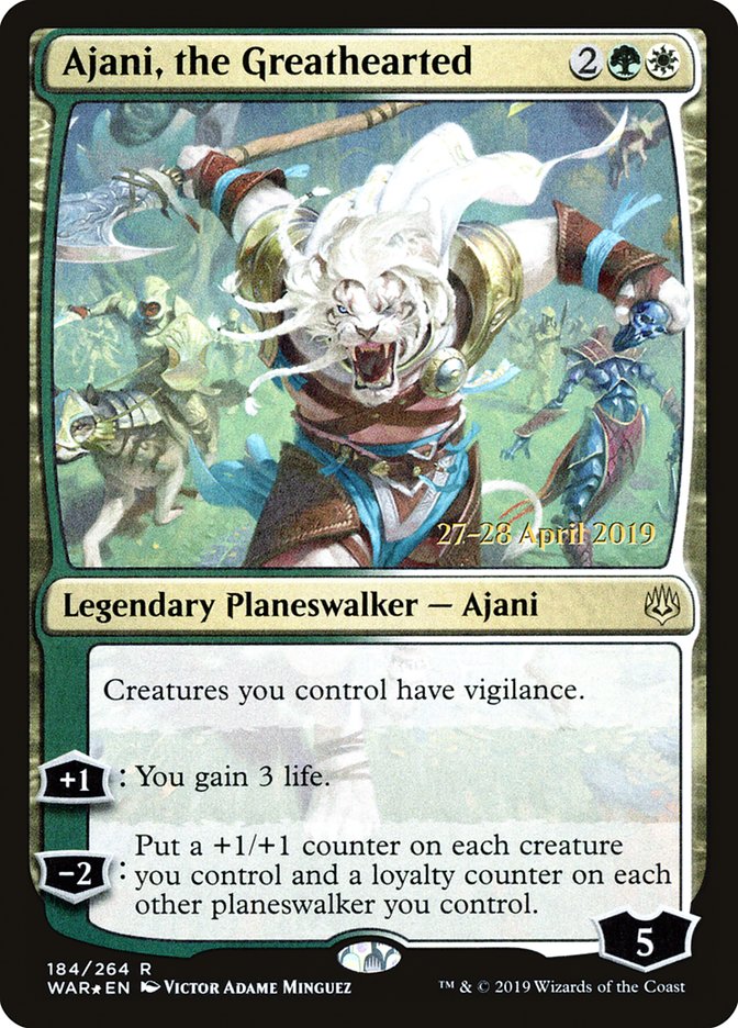 Ajani, the Greathearted  [War of the Spark Prerelease Promos] | Dumpster Cat Games