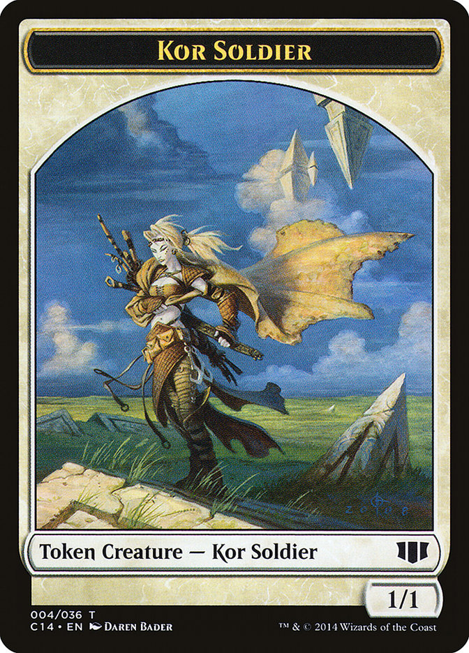 Kor Soldier // Pegasus Double-sided Token [Commander 2014 Tokens] | Dumpster Cat Games