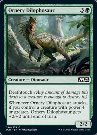 Ornery Dilophosaur [Core Set 2021] | Dumpster Cat Games