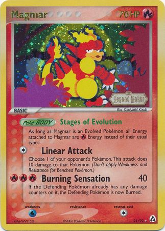 Magmar (21/92) (Stamped) [EX: Legend Maker] | Dumpster Cat Games