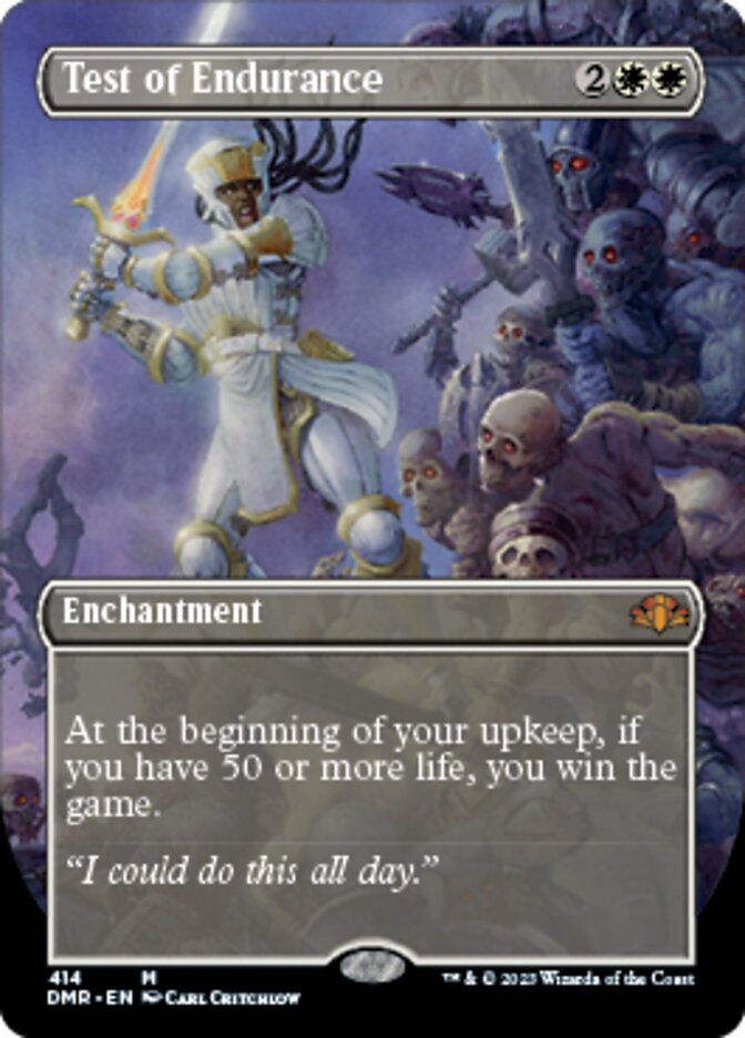 Test of Endurance (Borderless Alternate Art) [Dominaria Remastered] | Dumpster Cat Games