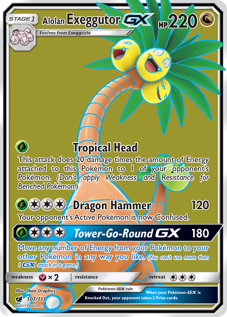 Alolan Exeggutor GX (107/111) [Sun & Moon: Crimson Invasion] | Dumpster Cat Games