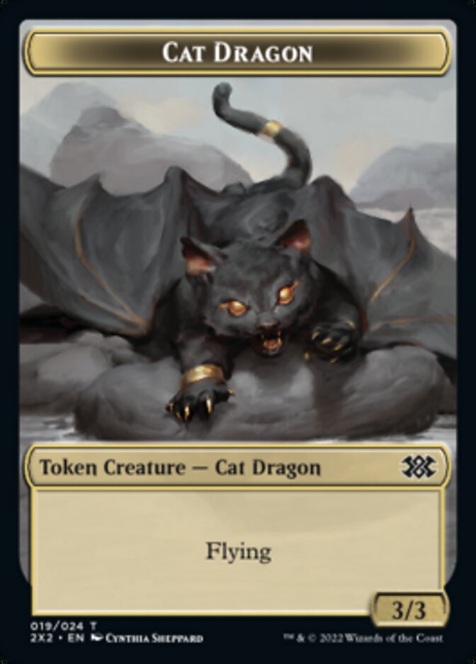 Cat Dragon // Vampire Double-sided Token [Double Masters 2022 Tokens] | Dumpster Cat Games