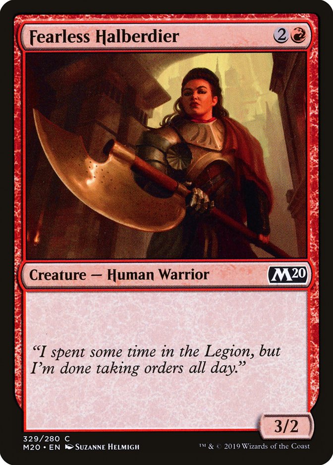 Fearless Halberdier [Core Set 2020] | Dumpster Cat Games