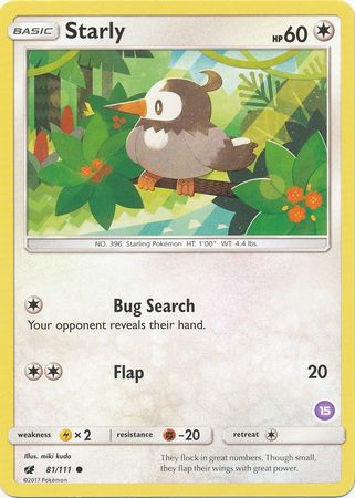 Starly (81/111) (Deck Exclusive #15) [Sun & Moon: Trainer Kit - Alolan Sandslash] | Dumpster Cat Games