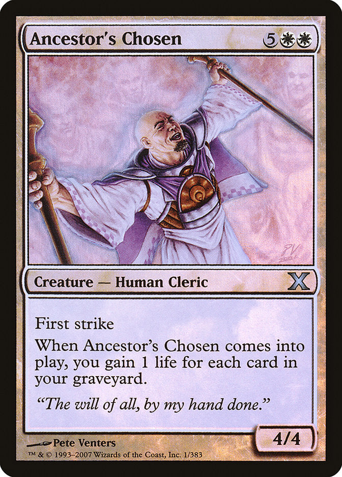 Ancestor's Chosen (Premium Foil) [Tenth Edition] | Dumpster Cat Games
