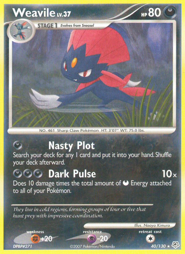 Weavile (40/130) [Diamond & Pearl: Base Set] | Dumpster Cat Games