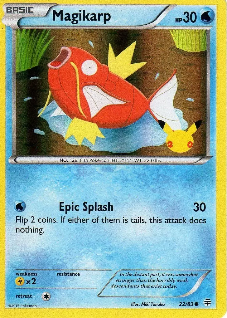 Magikarp (22/83) (20th Anniversary Stamp) [XY: Generations] | Dumpster Cat Games
