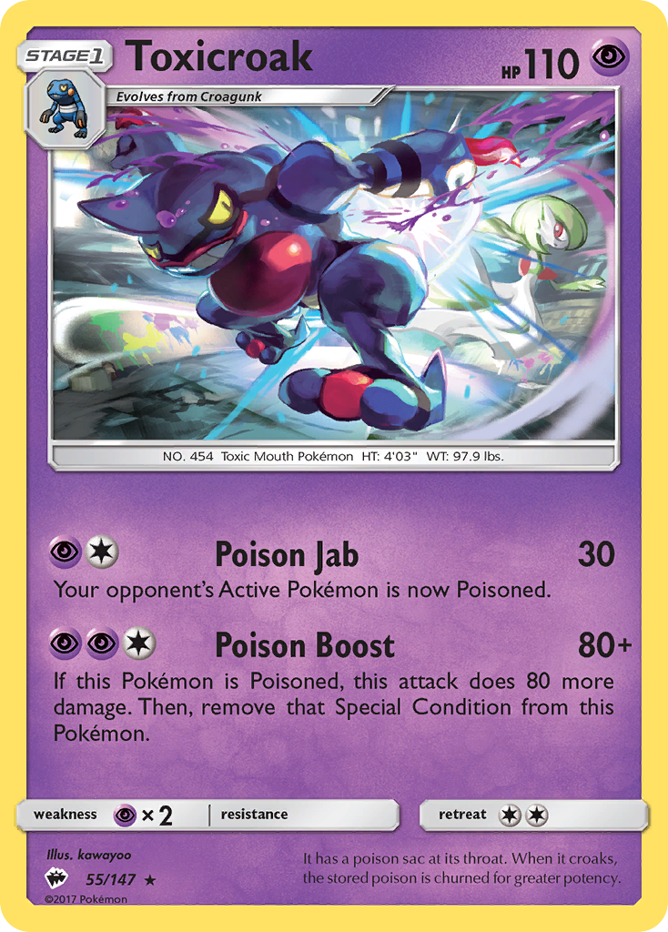 Toxicroak (55/147) [Sun & Moon: Burning Shadows] | Dumpster Cat Games