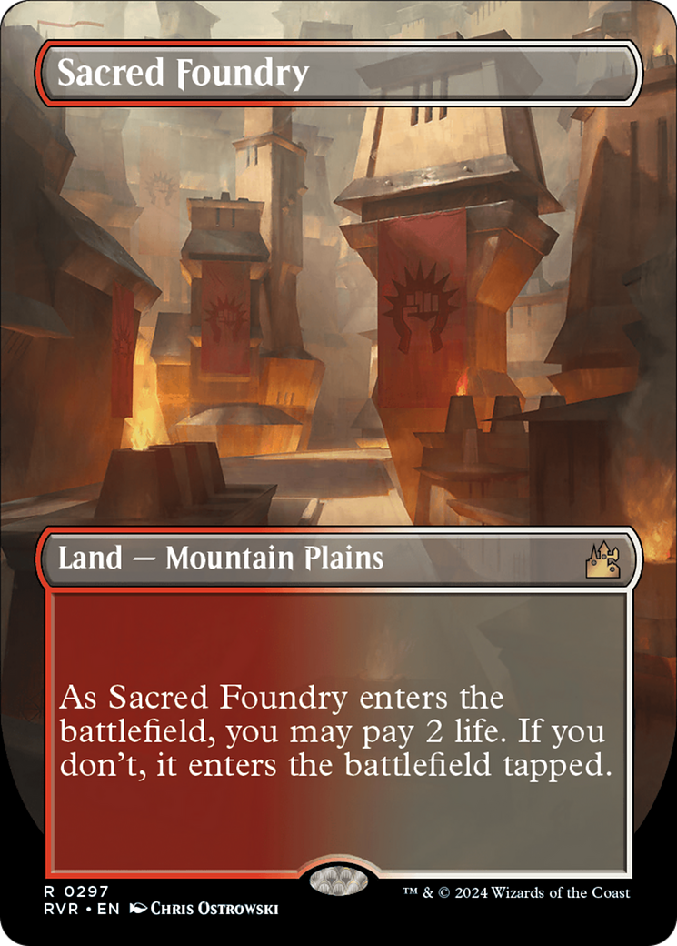 Sacred Foundry (Borderless) [Ravnica Remastered] | Dumpster Cat Games