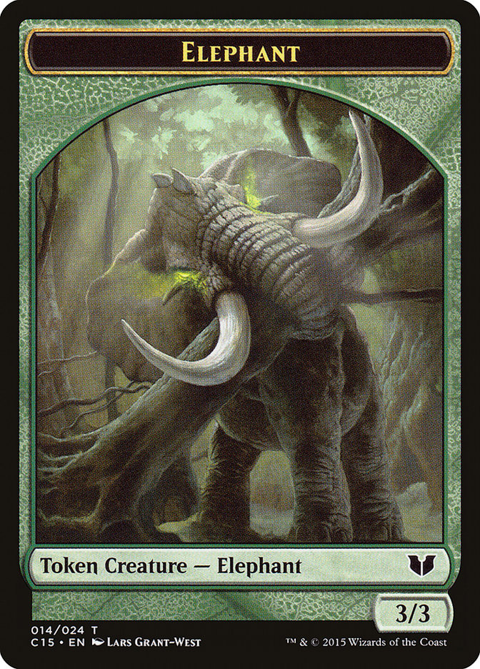 Elephant // Saproling Double-Sided Token [Commander 2015 Tokens] | Dumpster Cat Games