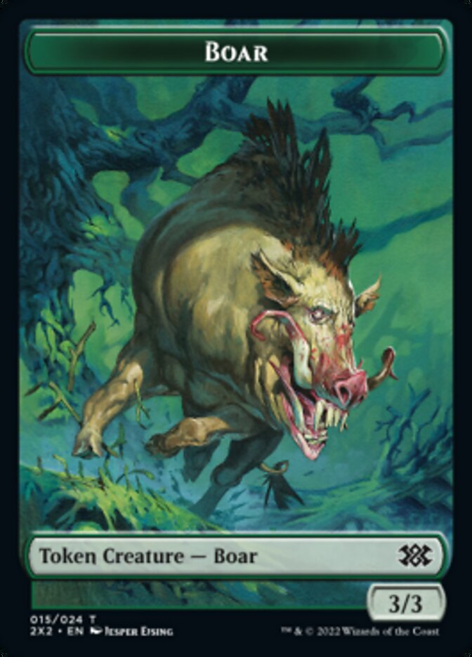 Boar // Knight Double-sided Token [Double Masters 2022 Tokens] | Dumpster Cat Games