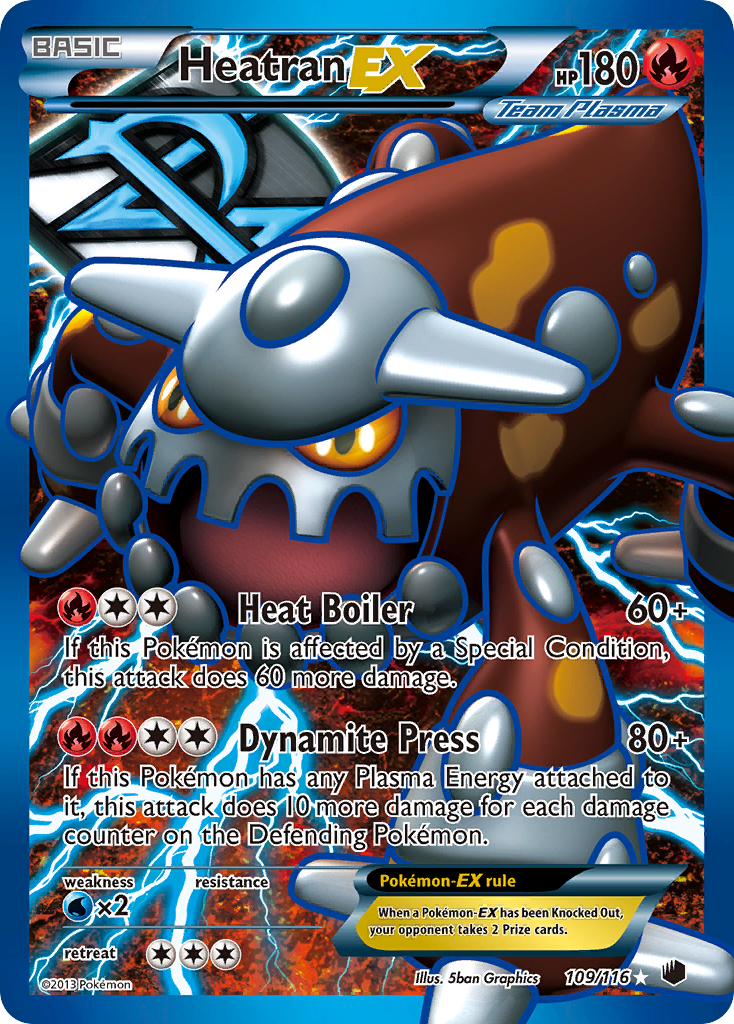 Heatran EX (109/116) [Black & White: Plasma Freeze] | Dumpster Cat Games