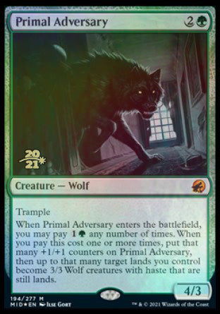 Primal Adversary [Innistrad: Midnight Hunt Prerelease Promos] | Dumpster Cat Games