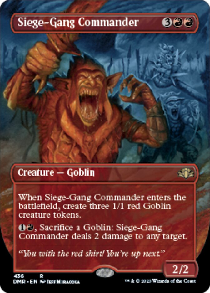 Siege-Gang Commander (Borderless Alternate Art) [Dominaria Remastered] | Dumpster Cat Games