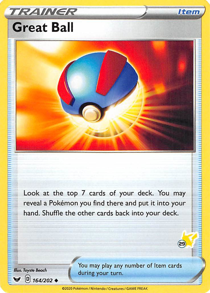 Great Ball (164/202) (Pikachu Stamp #29) [Battle Academy 2022] | Dumpster Cat Games