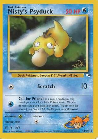Misty's Psyduck (54/132) (W Stamped Promo) [Gym Heroes Unlimited] | Dumpster Cat Games