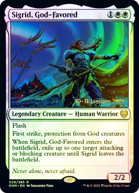 Sigrid, God-Favored  [Kaldheim Prerelease Promos] | Dumpster Cat Games