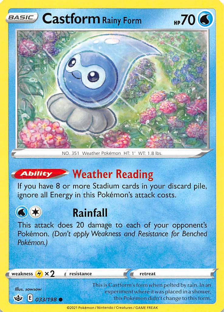 Castform Rainy Form (033/198) [Sword & Shield: Chilling Reign] | Dumpster Cat Games