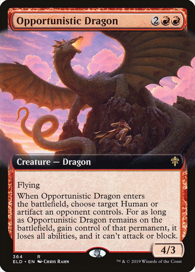 Opportunistic Dragon (Extended Art) [Throne of Eldraine] | Dumpster Cat Games