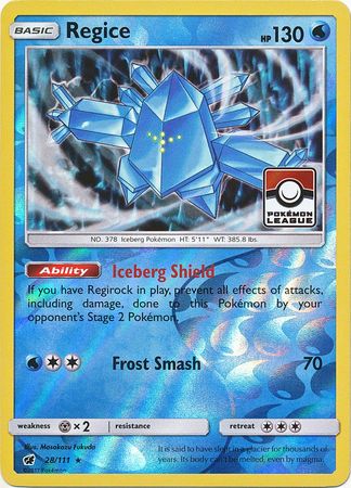 Regice (28/111) (League Promo) [Sun & Moon: Crimson Invasion] | Dumpster Cat Games