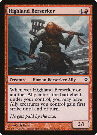 Highland Berserker [Zendikar] | Dumpster Cat Games