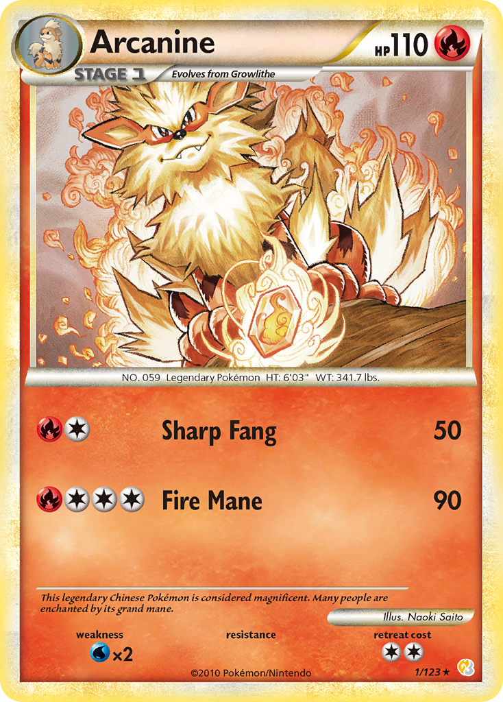 Arcanine (1/123) [HeartGold & SoulSilver: Base Set] | Dumpster Cat Games