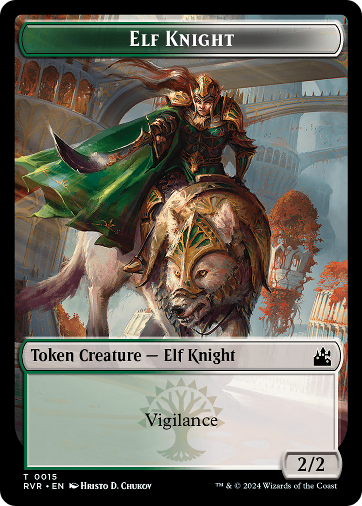 Elf Knight // Sphinx Double-Sided Token [Ravnica Remastered Tokens] | Dumpster Cat Games